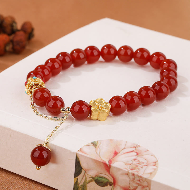 Bracelet d'acceptation de soi en agate rouge et agate blanche de 8 mm