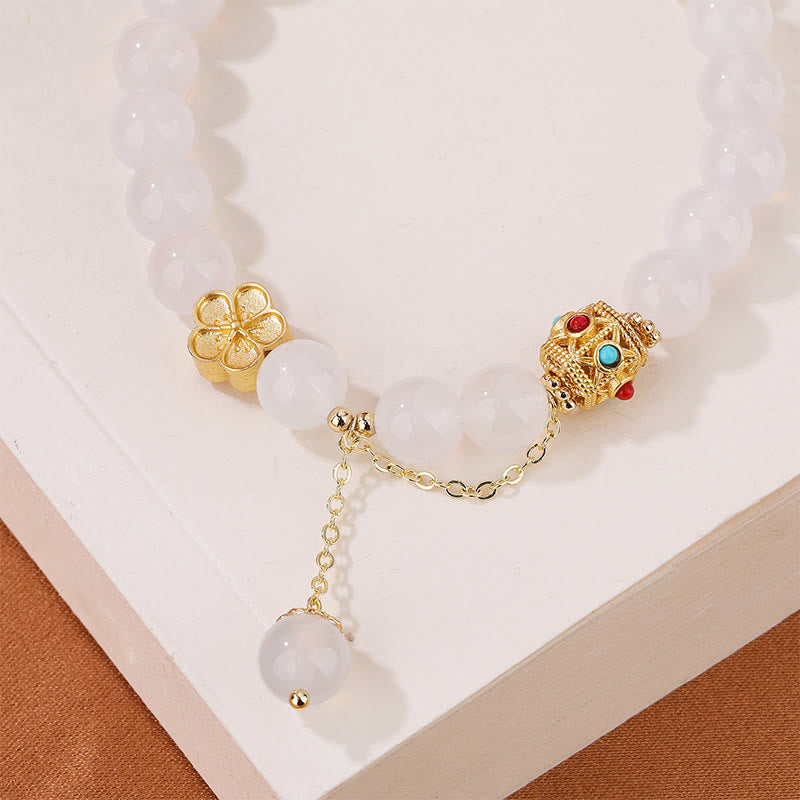 Bracelet d'acceptation de soi en agate rouge et agate blanche de 8 mm