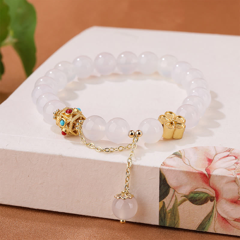 Bracelet d'acceptation de soi en agate rouge et agate blanche de 8 mm