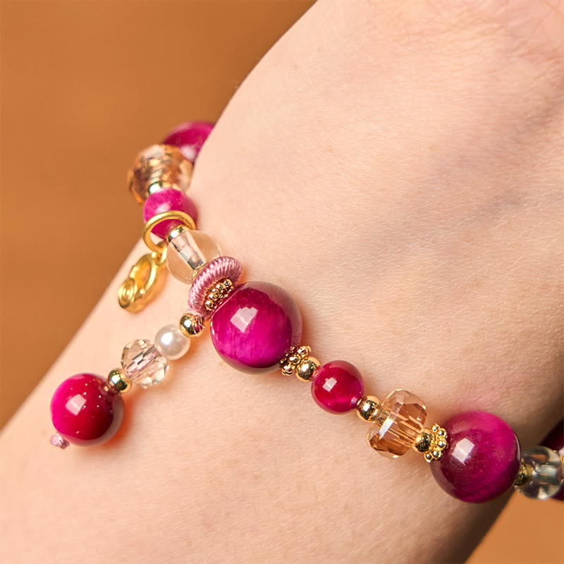 Bracelet d'équilibre énergétique en œil de tigre rouge et vert de 8 mm