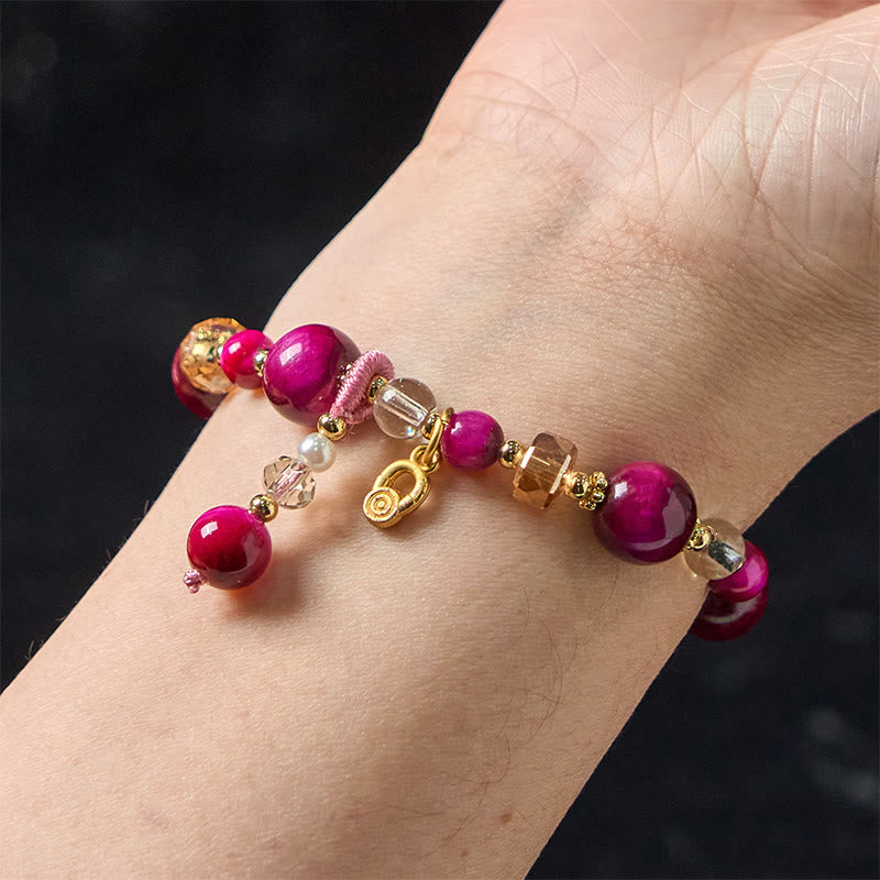 Bracelet d'équilibre énergétique en œil de tigre rouge et vert de 8 mm