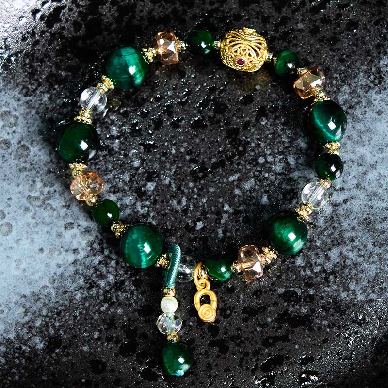 Bracelet d'équilibre énergétique en œil de tigre rouge et vert de 8 mm