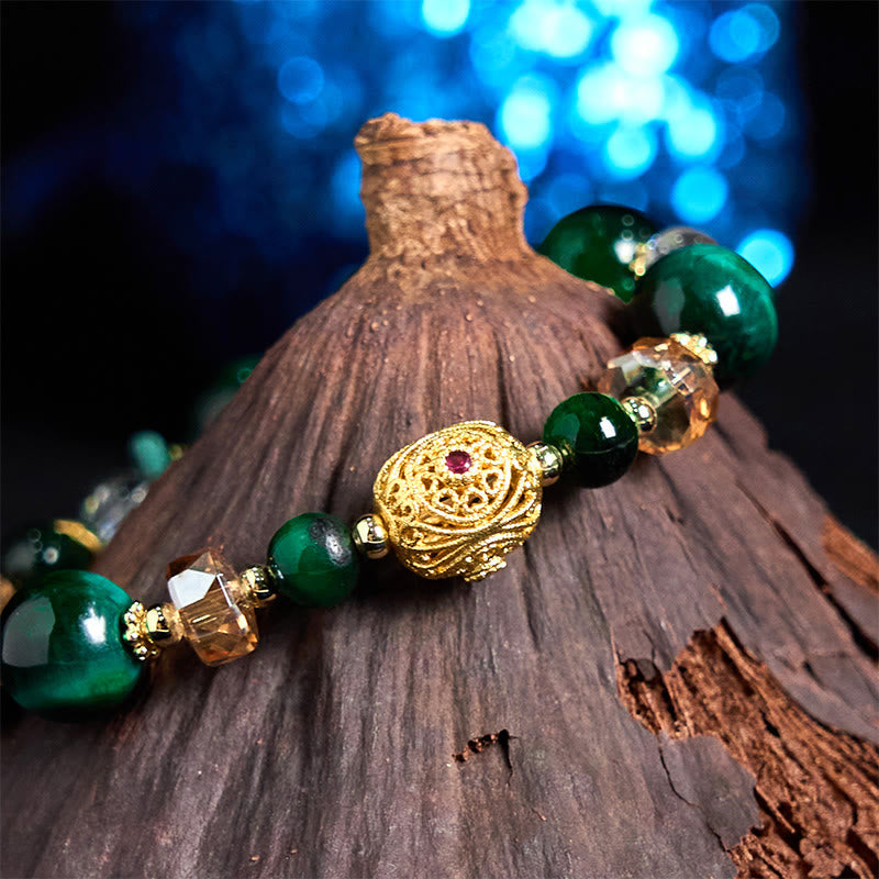 Bracelet d'équilibre énergétique en œil de tigre rouge et vert de 8 mm