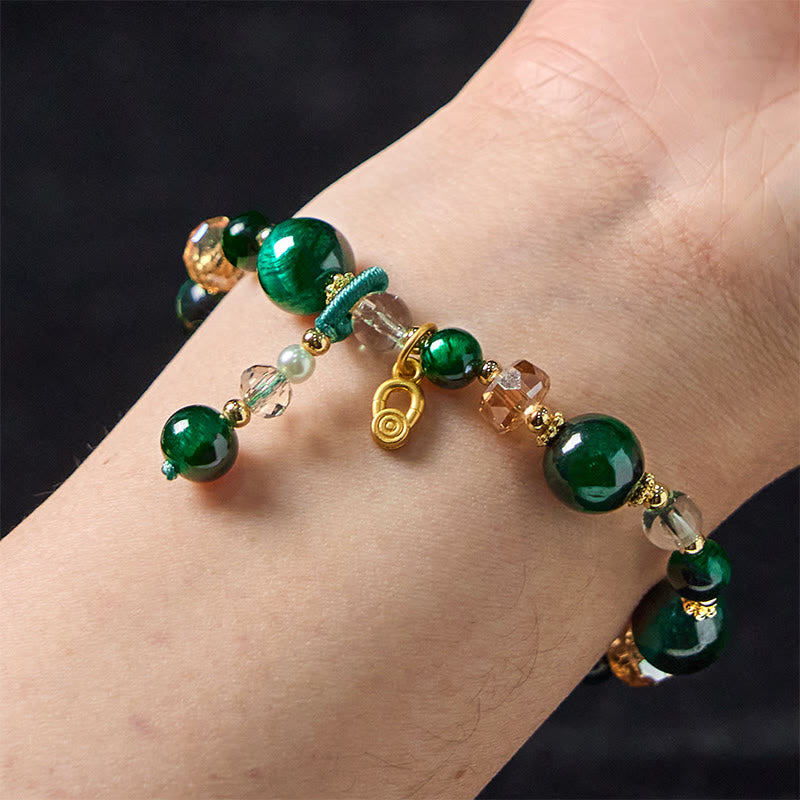 Bracelet d'équilibre énergétique en œil de tigre rouge et vert de 8 mm