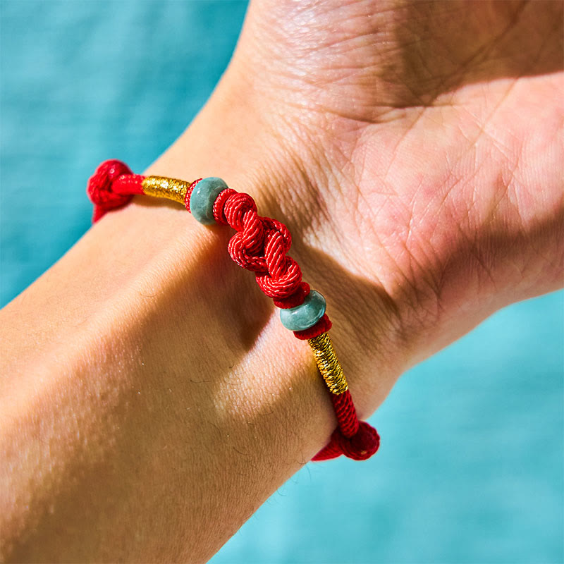 Bracelet porte-bonheur en jade rouge de 8 mm pour couples