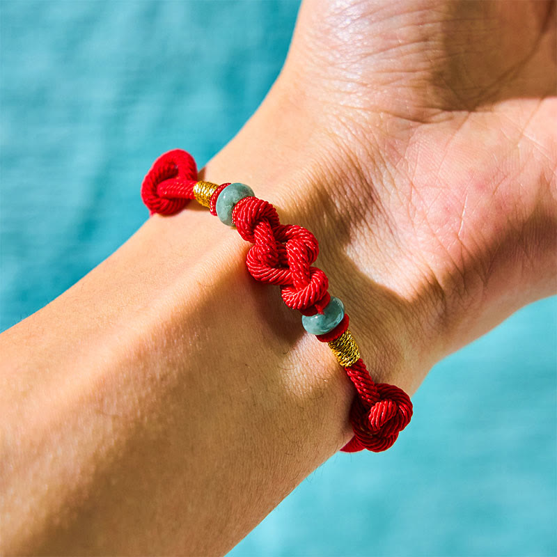 Bracelet porte-bonheur en jade rouge de 8 mm pour couples
