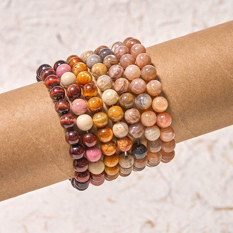 Bracelet œil de tigre rouge 8 mm pour la créativité et le courage