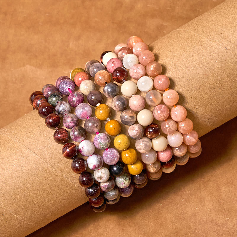 Bracelet œil de tigre rouge 8 mm pour la créativité et le courage