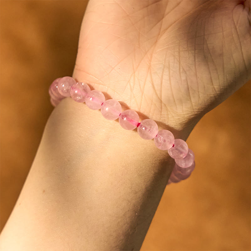 Bracelet de guérison en quartz rose de 8 mm pour l'équilibre émotionnel