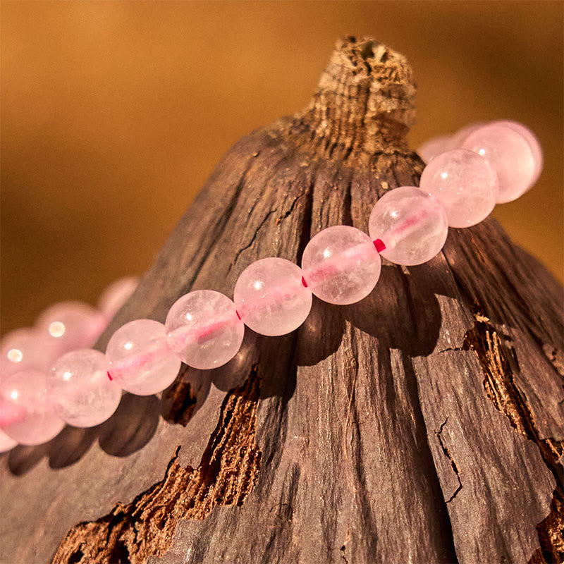 Bracelet de guérison en quartz rose de 8 mm pour l'équilibre émotionnel