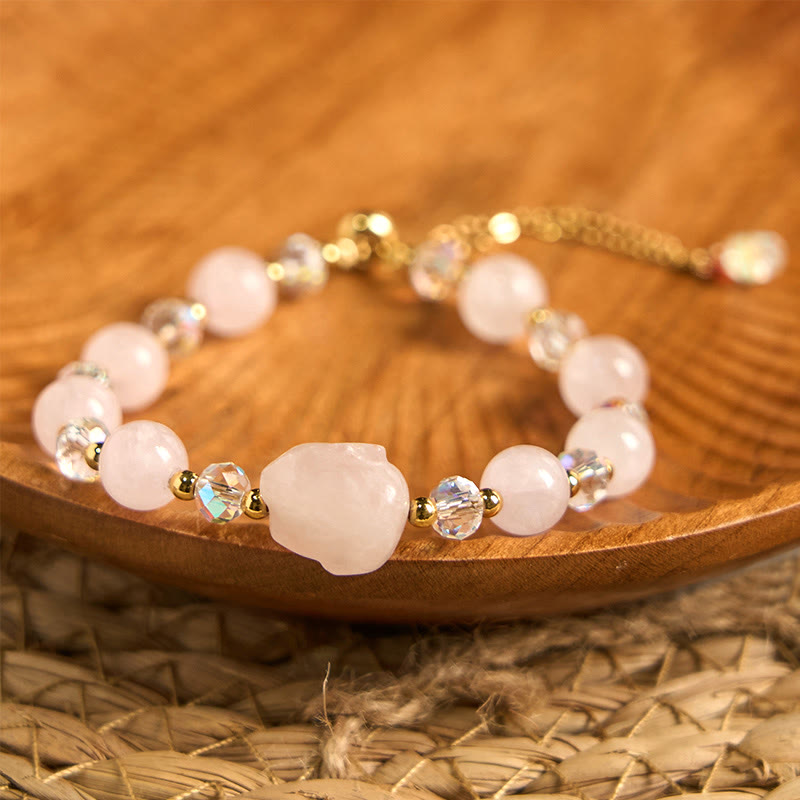 Bracelet de guérison en quartz rose de 8 mm pour les soins personnels