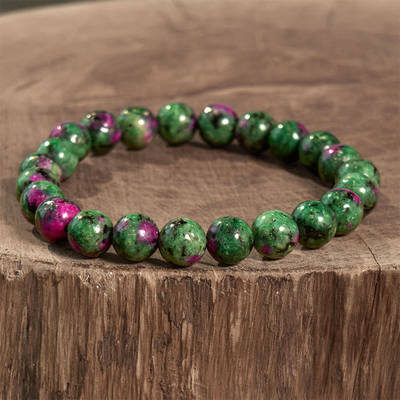 Bracelet de connexion spirituelle en perles de rubis zoïsite de 8 mm