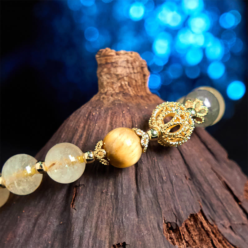 Bracelet de bon augure en quartz rutile 8 mm pour femme
