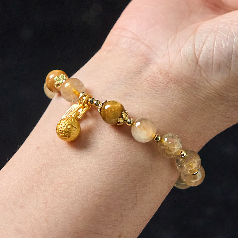 Bracelet de bon augure en quartz rutile 8 mm pour femme