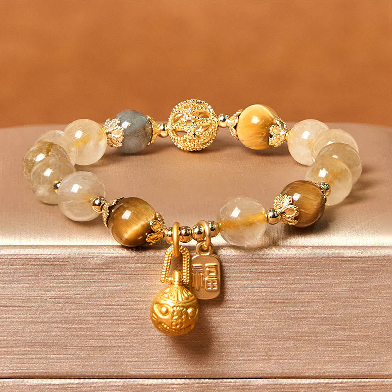 Bracelet de bon augure en quartz rutile 8 mm pour femme