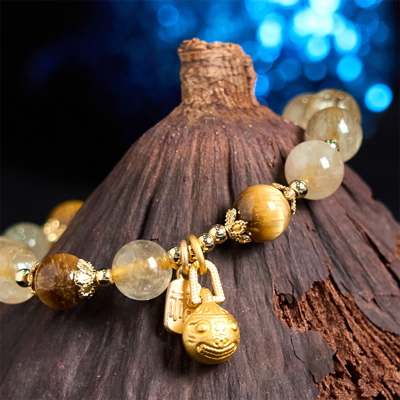 Bracelet de bon augure en quartz rutile 8 mm pour femme