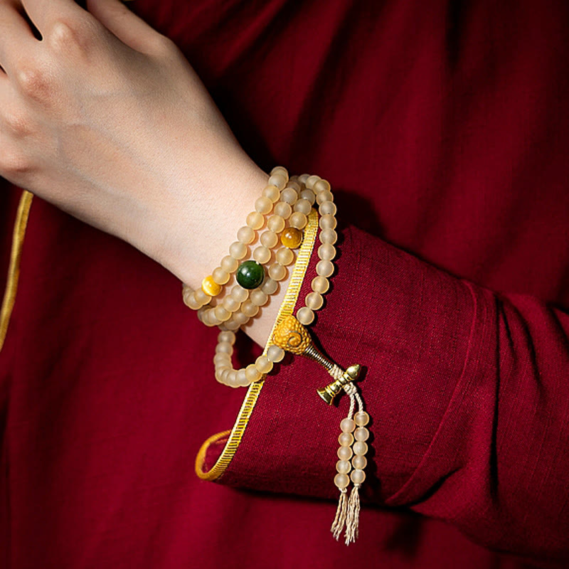 Bracelet en corne de mouton de 8 mm, symbole du zodiaque chinois, pour la richesse et la protection