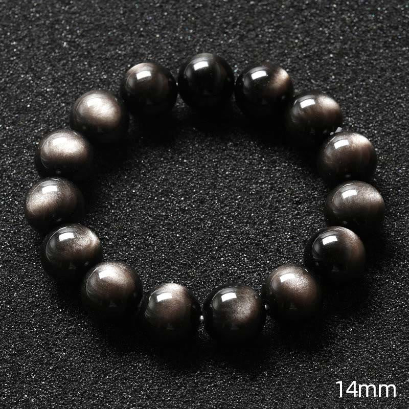 Bracelet de protection apaisante en obsidienne argentée brillante de 8 mm