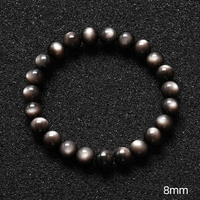 Bracelet de protection apaisante en obsidienne argentée brillante de 8 mm