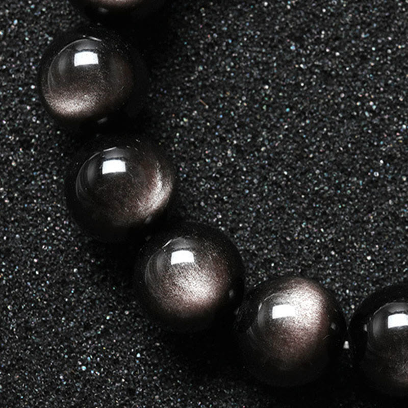 Bracelet de protection apaisante en obsidienne argentée brillante de 8 mm