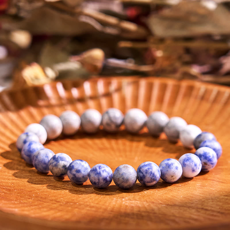 Bracelet Intuition Sodalite Picasso Jasper Turquoise Blanche 8 mm
