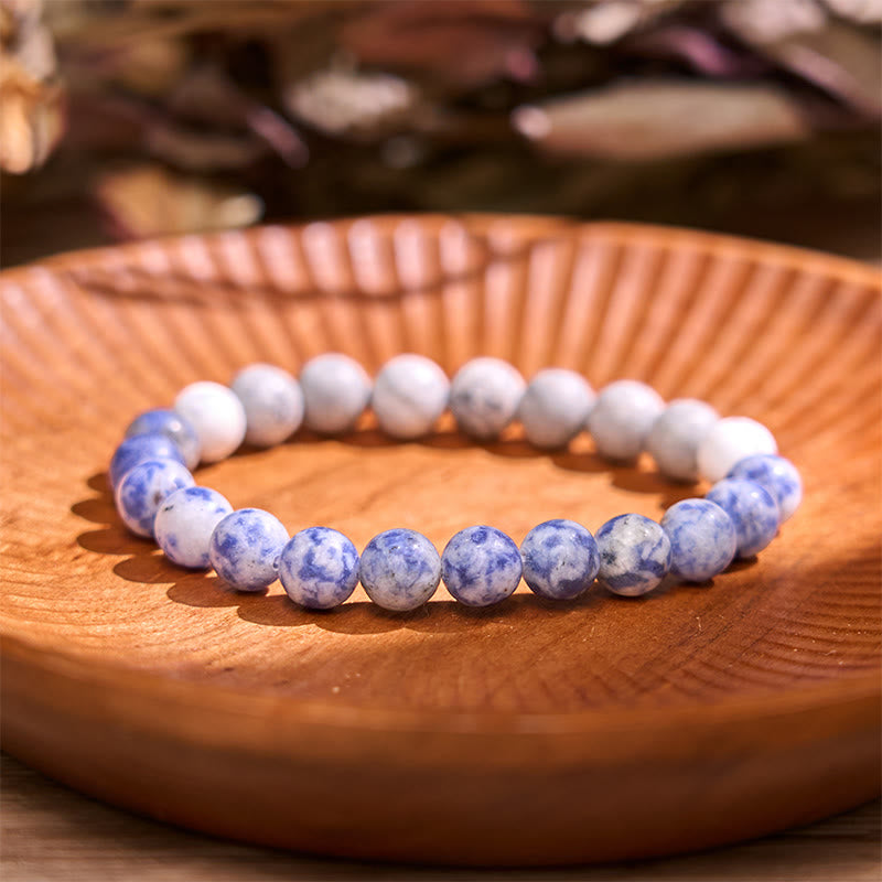 Bracelet Intuition Sodalite Picasso Jasper Turquoise Blanche 8 mm