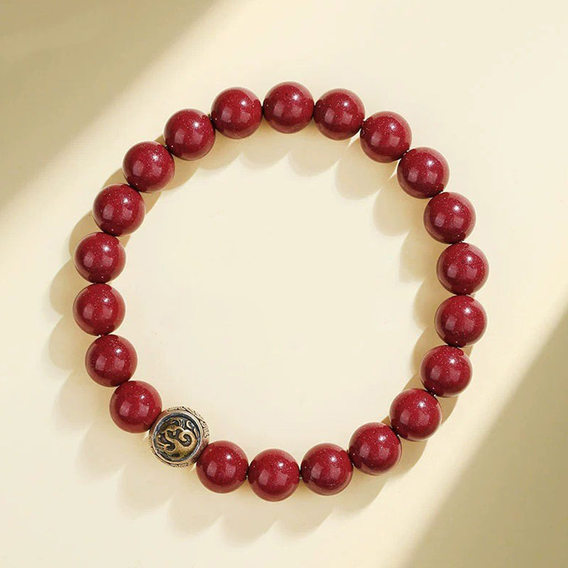 Bracelet de bénédiction des quatre bêtes en argent sterling et cinabre de 8 mm