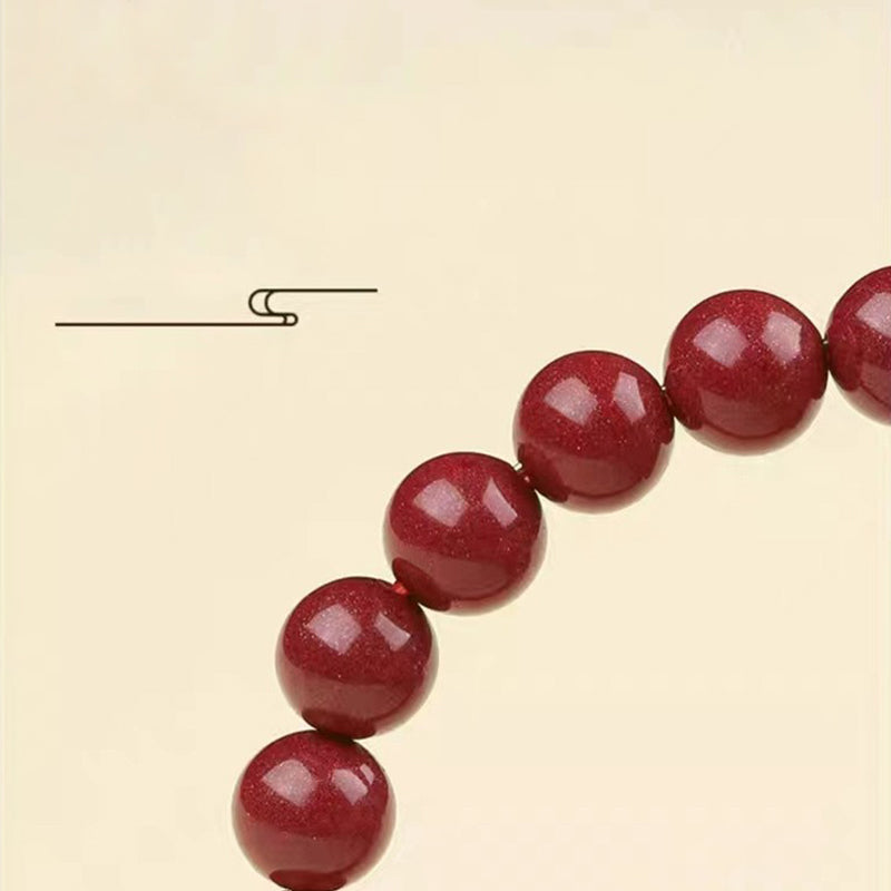 Bracelet de bénédiction des quatre bêtes en argent sterling et cinabre de 8 mm