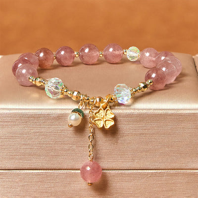Bracelet en quartz fraise 8 mm pour femme | Amour et guérison