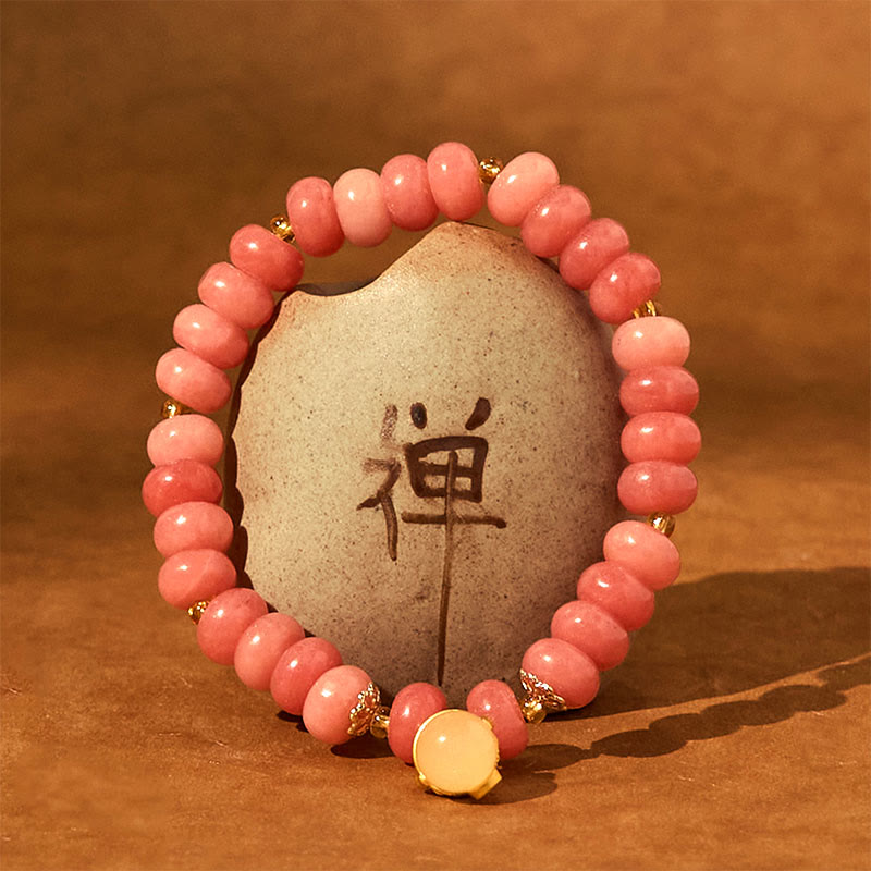 Bracelet de guérison porte-bonheur en jade cyan et quartz fraise de 8 mm