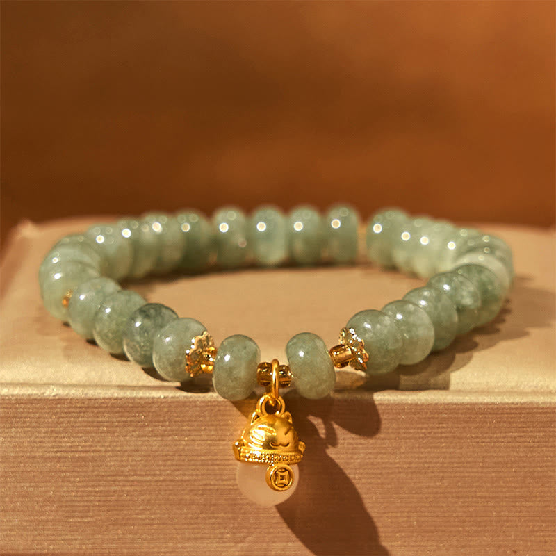 Bracelet de guérison porte-bonheur en jade cyan et quartz fraise de 8 mm