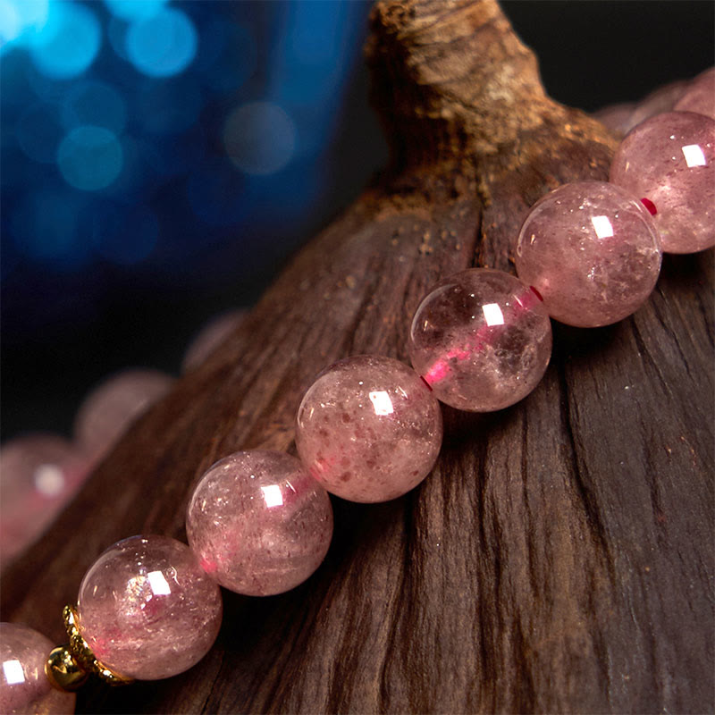 Bracelet spirituel Fu en quartz fraise de 8 mm