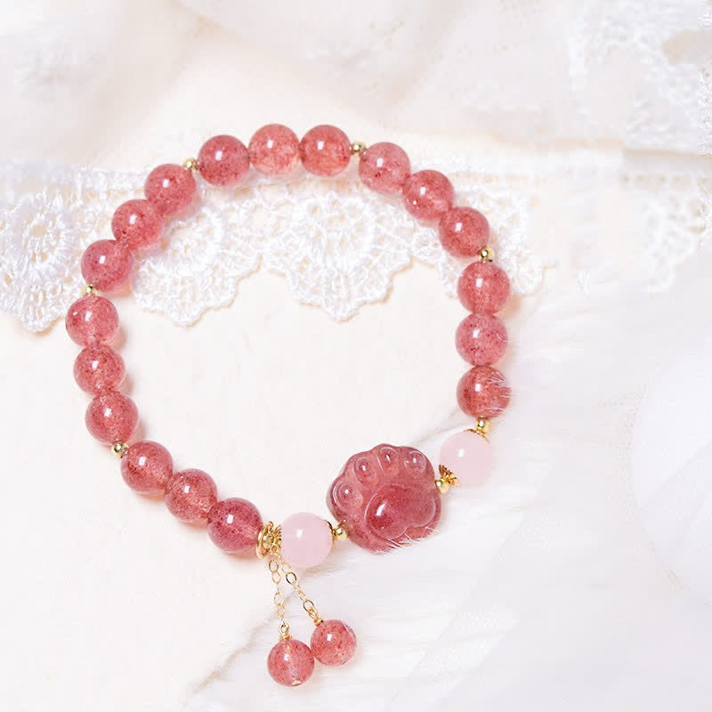 Bracelet d'amour en quartz fraise de 8 mm pour la guérison et l'euphorie