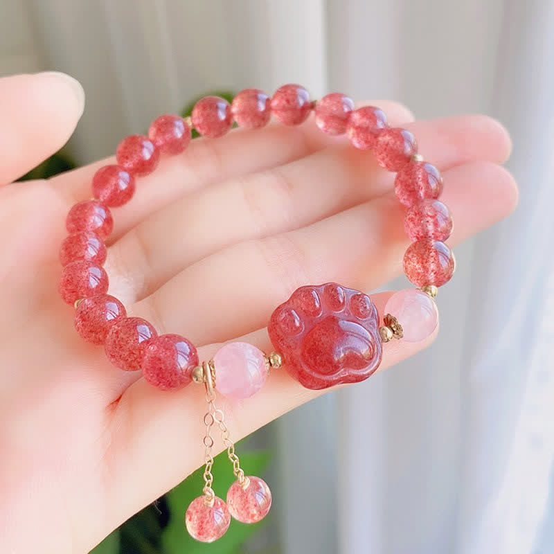 Bracelet d'amour en quartz fraise de 8 mm pour la guérison et l'euphorie