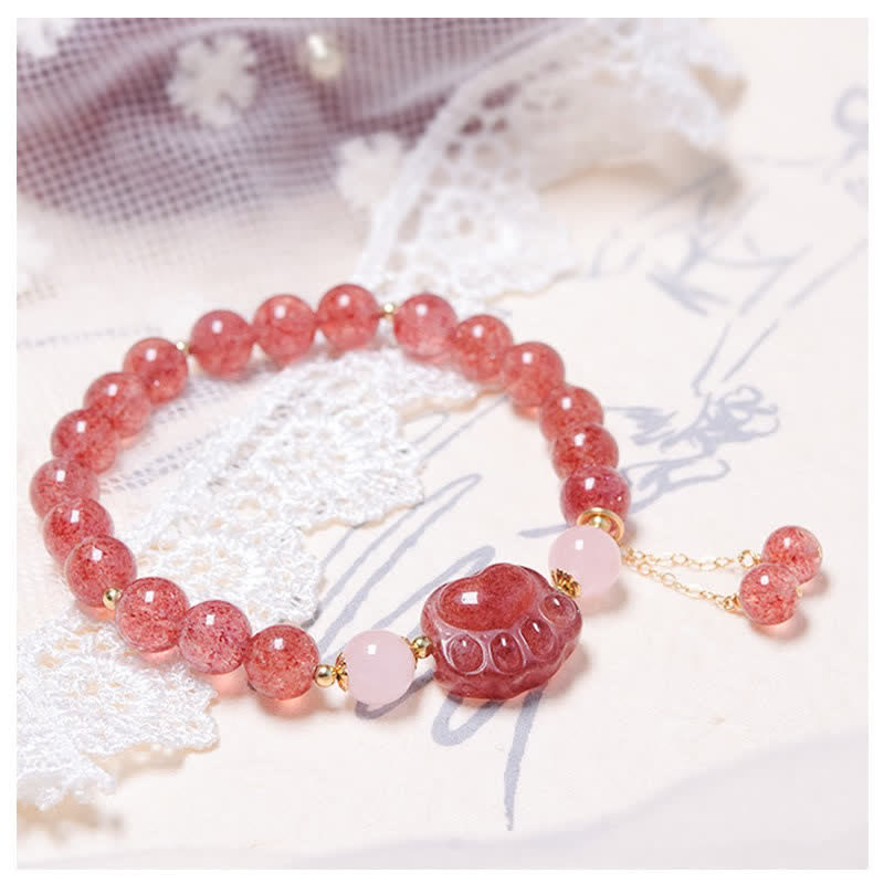 Bracelet d'amour en quartz fraise de 8 mm pour la guérison et l'euphorie