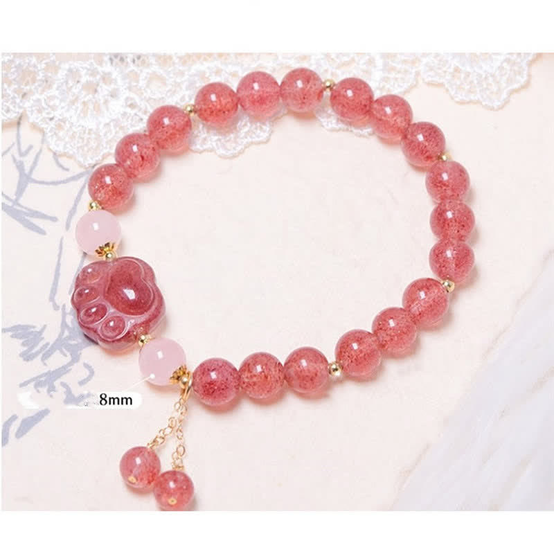 Bracelet d'amour en quartz fraise de 8 mm pour la guérison et l'euphorie