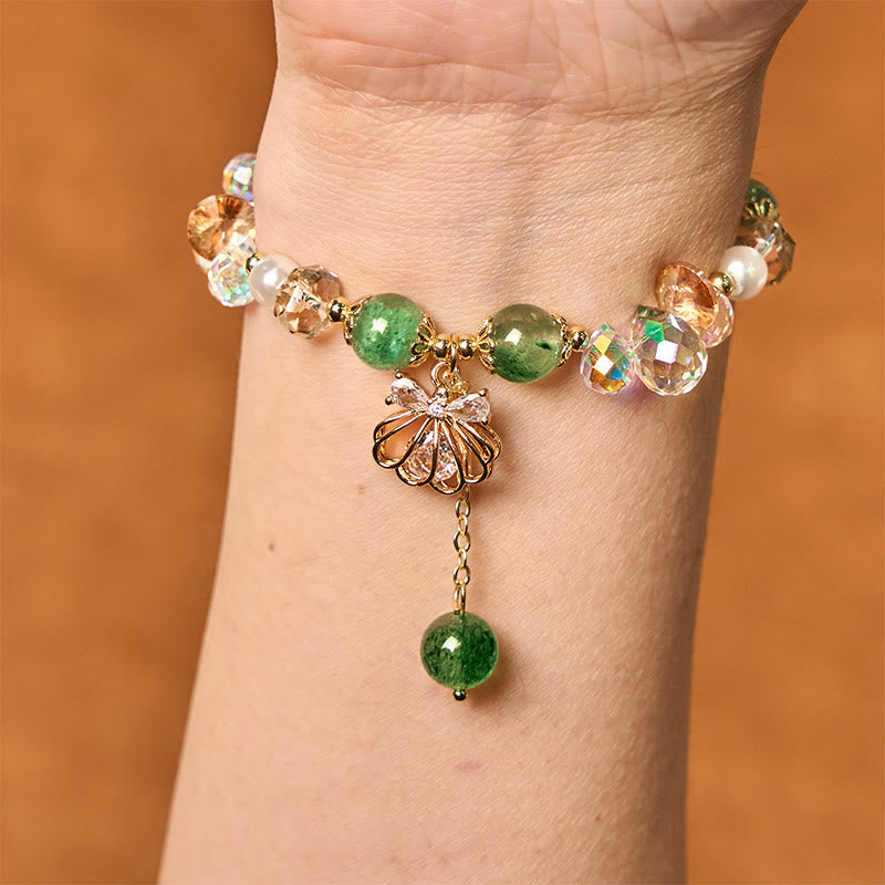 Bracelet de perles de quartz fraise de 8 mm pour la guérison et l'amour