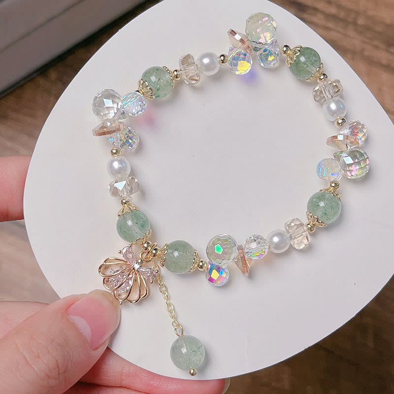 Bracelet de perles de quartz fraise de 8 mm pour la guérison et l'amour