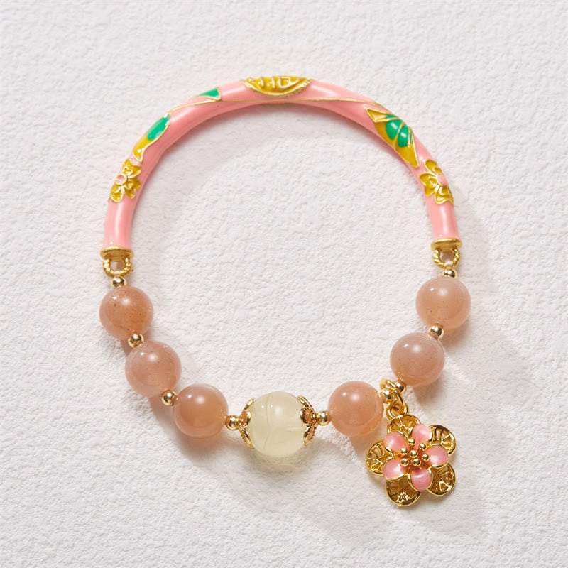 Bracelet de richesse en jade et soie dorée de 8 mm avec pierre de soleil