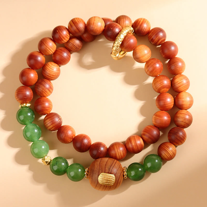 Bracelet de prospérité en calcédoine verte Thuja Sutchuenensis 8 mm