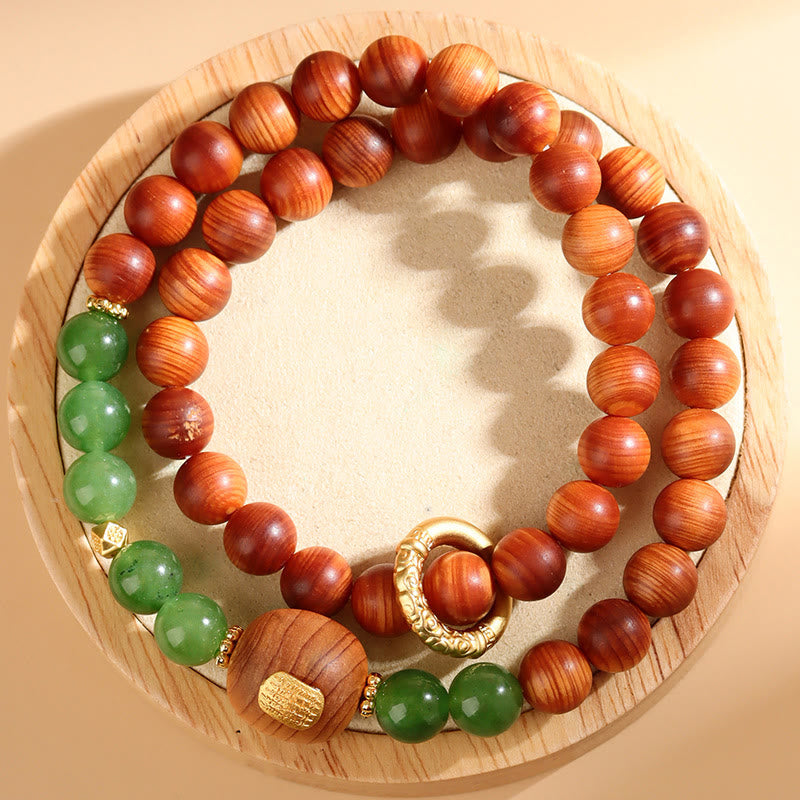 Bracelet de prospérité en calcédoine verte Thuja Sutchuenensis 8 mm