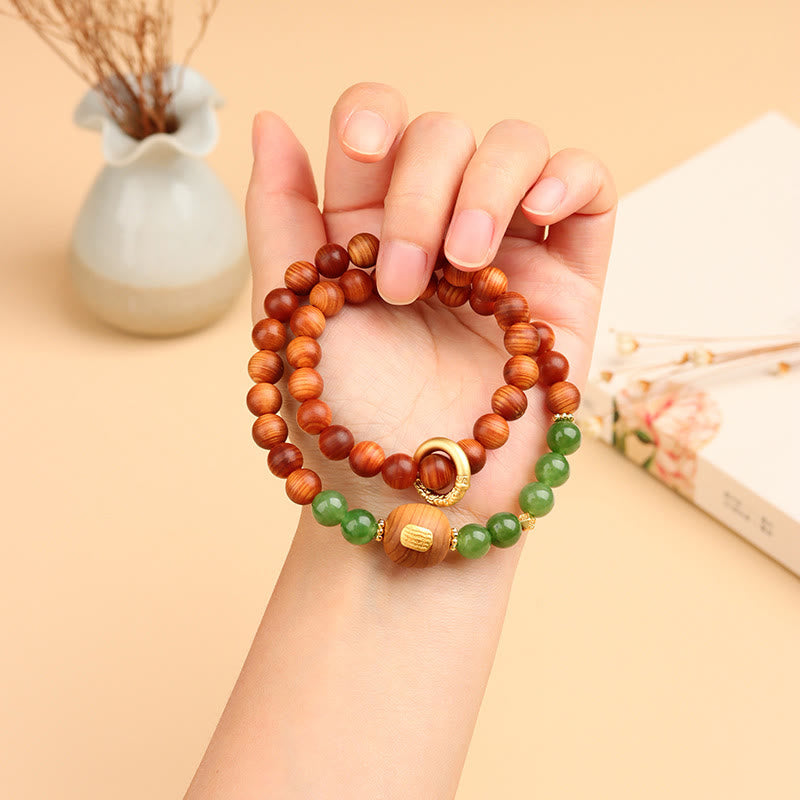 Bracelet de prospérité en calcédoine verte Thuja Sutchuenensis 8 mm