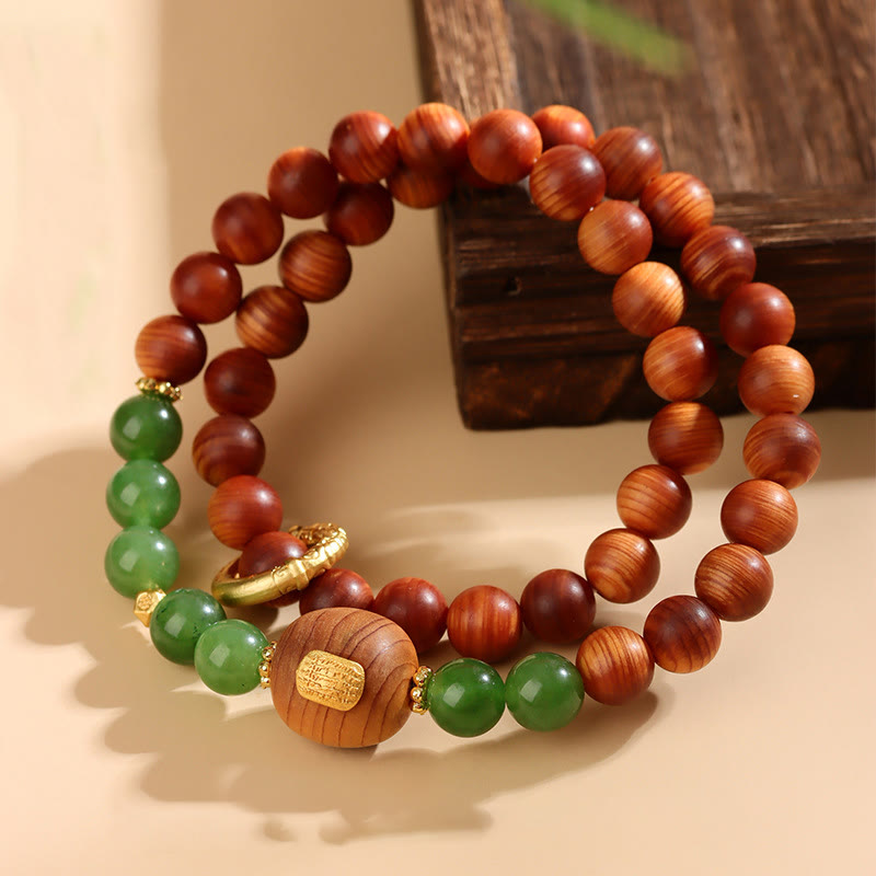 Bracelet de prospérité en calcédoine verte Thuja Sutchuenensis 8 mm