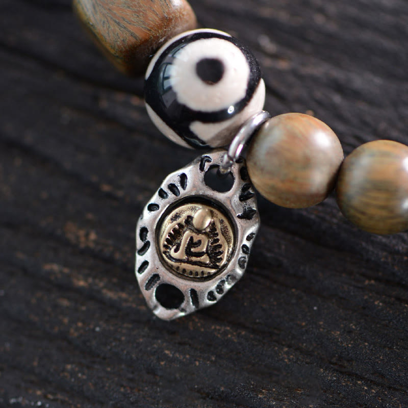 Bracelet spirituel tibétain en ébène et bois de santal vert de 8 mm