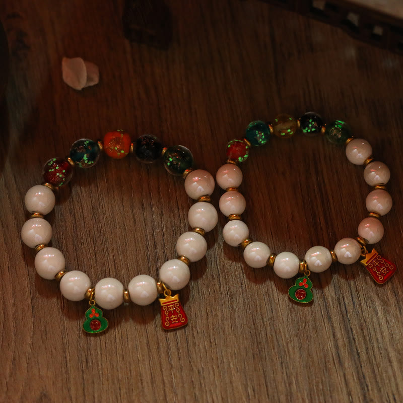 Bracelet spirituel en porcelaine et verre Liuli de 8 mm, encens tibétain
