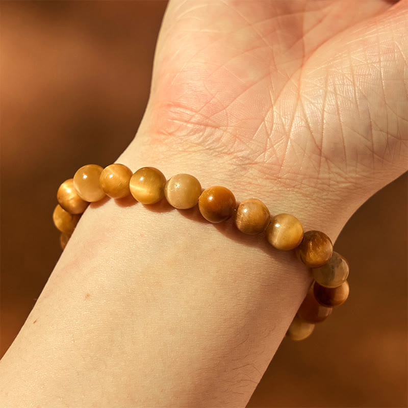 Bracelet de force de caractère Fu en améthyste œil de tigre de 8 mm