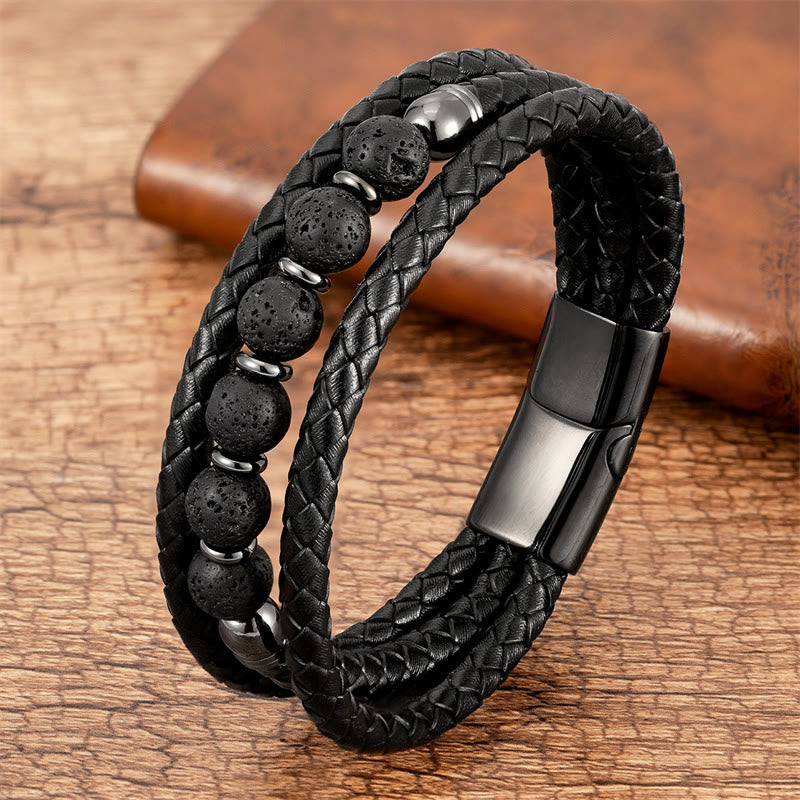 Bracelet d'équilibre positif en cuir avec perles d'œil de tigre de 8 mm