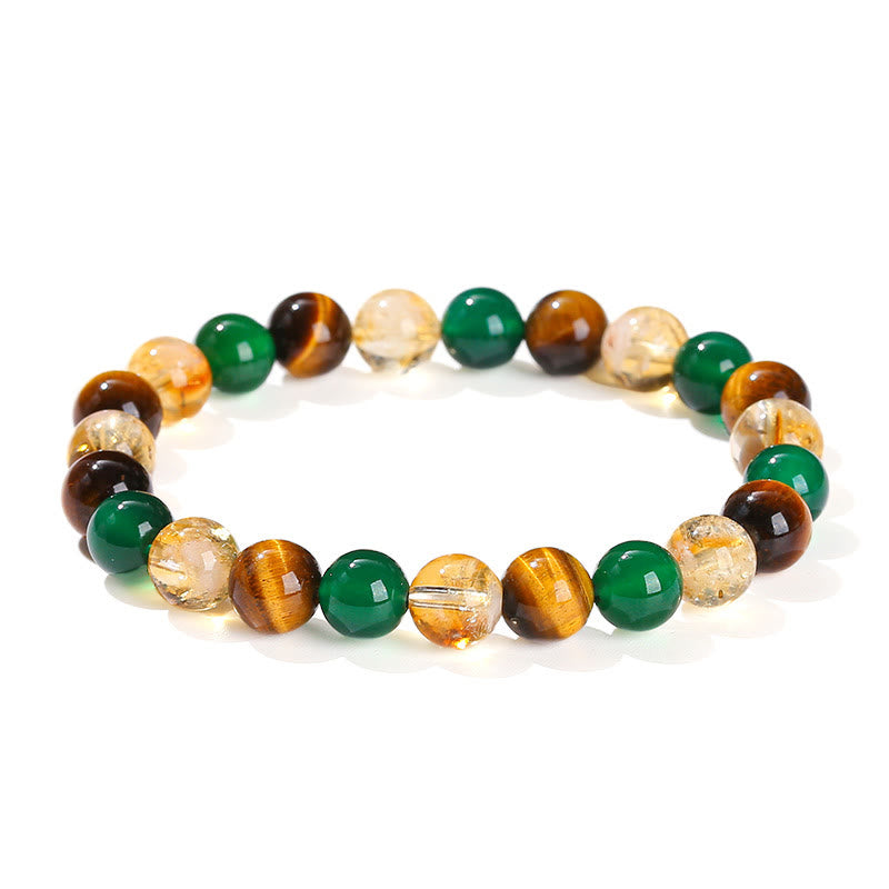 Bracelet de protection en agate verte citrine œil de tigre 8 mm
