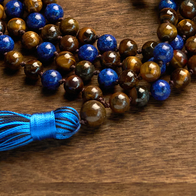 Bracelet de protection en œil de tigre lazurite 8 mm pour la méditation