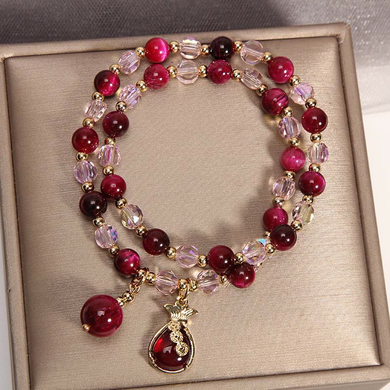 Bracelet de protection double tour en œil de tigre Pixiu Fox de 8 mm